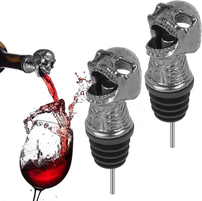 2 Pack Skull Wijn Aerator en Gieters, Perfect voor Robuuste Rode Wijn en Whisky, Ideale Halloween en Kerstcadeaus