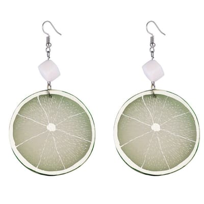 Fako Bijoux® - Oorbellen - Plastic Fruit - Limoen Schijfje Met Klontje