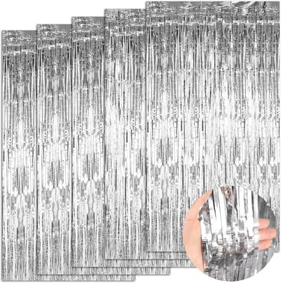 Dailygoods- Lametta Gordijnen 11 Stuks - Metallic Folie Franjes - Achtergrond Decoratie - Bruiloft/Kerstmis - 1 x 2,5 m - Eenvoudig te Organiseren - Decoratiegordijnen