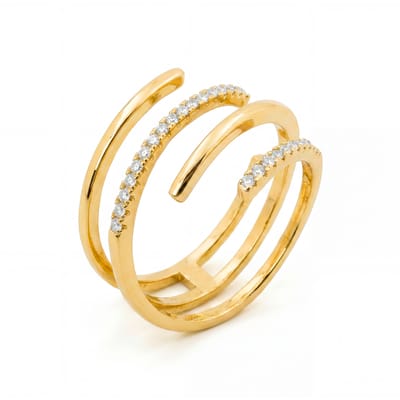 Luxenter Ring in Brilliant Metal en Zirconia legering afgewerkt in 18 karaat geel goud - Isda