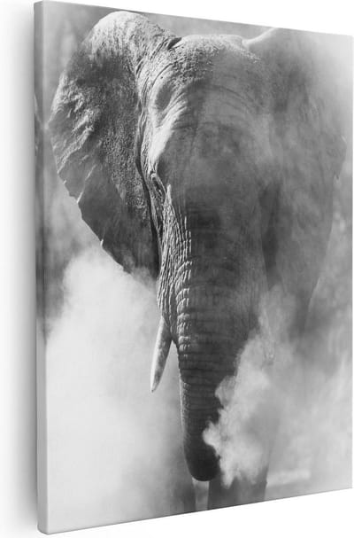 Artaza Canvas Schilderij Dierenkop Olifant - 40x50 cm - Wanddecoratie Woonkamer - Muurdecoratie Dieren - Kamer Accessoires