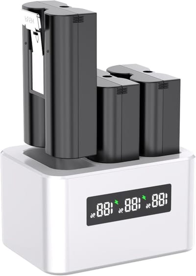 3-pack 3.65V 6040mAh Vervangende Batterij met Oplaadstation en LED Display voor Ring Deurbellen en Camera's