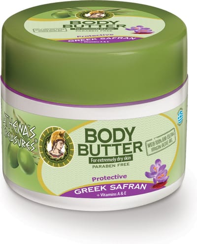 Athena’s Treasures Body Butter Safran – Intensief Beschermende & Hydraterende Body Butter met Griekse Saffraan & Biologische Olijfolie (200ml)