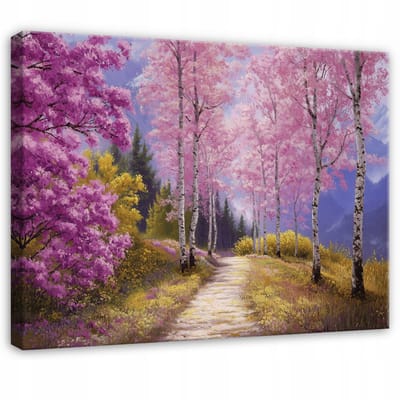 WALLARENA - Schilderij op canvas - 100x70 cm - Beeld van een berkenbos natuur landschap - Geschikt voor slaapkamer en woonkamer