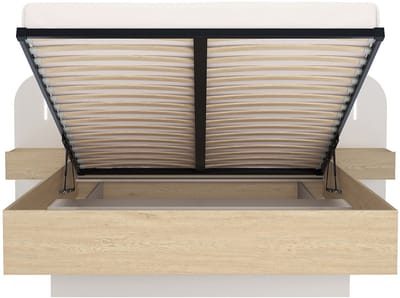 Vente-unique Bed met opbergruimte hout beige 160 x 200 cm