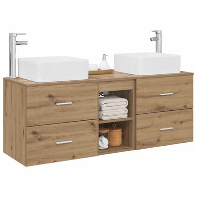 vidaXL - Badkamerkast - set - 3 - st - Artisanaal - eiken - 129 - x - 41 - x - 80 - cm