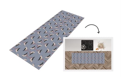 Keukenloper - Loper keuken - Vogel - Ooievaar - Patroon - 150x50 cm - Keukenloper vinyl