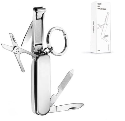 Crrynuo - Multifunctionele Nagelknipper - Roestvrijstaal - Volledig Staal Groot Model - Met 6 Functies - Draagbaar Oplosbaar Design