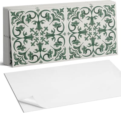 Coloray Plaktegels - Plantenpatroon met een bloemenmotief Wandtegel Zelfklevend - 60 cm x 30 cm - Groente Plaktegels - 6 stuks - Rechthoek PVC Tegels - Plaktegels Keuken - Zelfklevende Vloertegels Badkamer - Vinyl Tegels Zelfklevend