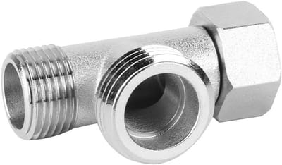 Toilet Diverter Valve Set - 2 Stuks Drie-Weg Connector voor 3/8" en 1/2" Aansluitingen, Koper en Nikkel Geplateerd, Ideaal voor Sanitair en Waterleidingen