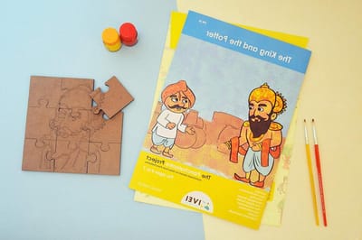 Kinderleerboek - Werkboek Puzzel - Creatief Leren - Verhaal met DIY - 30 x 25 x 2 cm - Multicolor