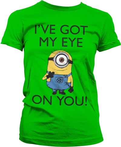 Minions I Got My Eye On You Girly T-shirt voor dames, groen