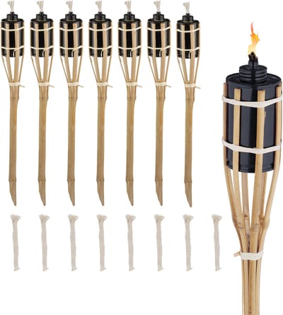 tuinfakkels - set van 8 - 50 cm - bamboe - met reservelont