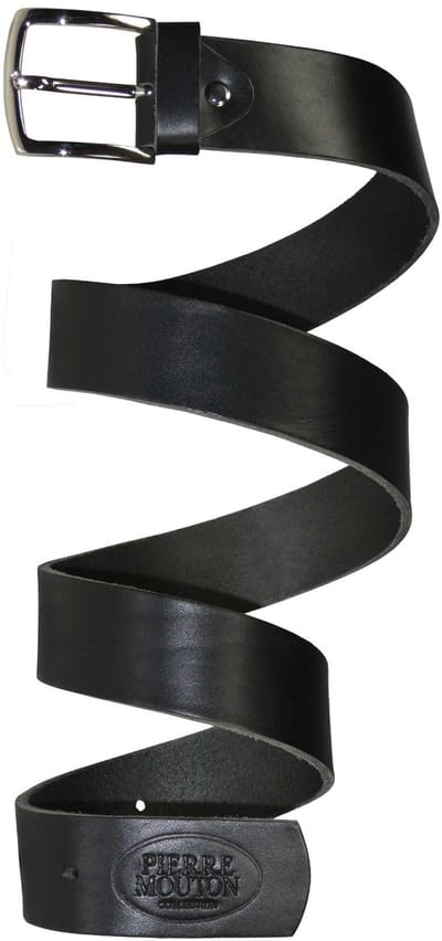 Pierre Mouton - Riem - Volwassenen - Heren - Camrey - Zwart - Natuurleder -120cm - 40mm