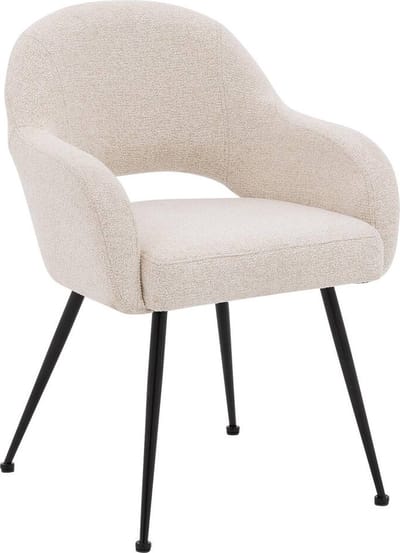 Goossens Eetkamerstoel Briggen - Met Armleuning - Stof - Beige