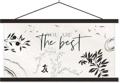 Posterhanger incl. Poster 60x30 cm - Schoolplaat - You are the best - Quotes - Vrienden - Best friends - Vriendschap - Spreuken - Textielposter - Zwarte latten