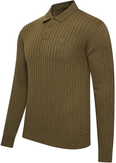 Cappuccino Italia - Heren Trui Massa Knit Polo - Groen - Maat M