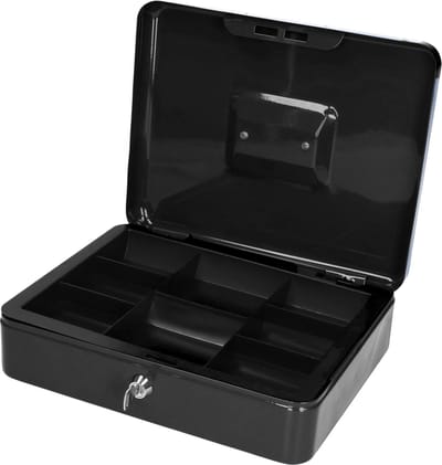 DID Geldkistje/kluisje - zwart - met slot - 30 cm - geld opbergen