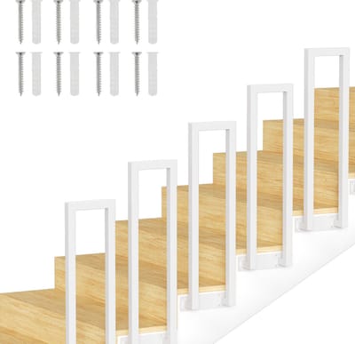 U-vorm Zijdelingse montage Leuning 75cm Ijzer Leuning Buiten & Binnen Trap Leuning Trap Balkon Balustrade Wit