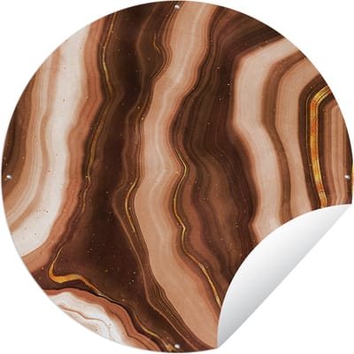 Tuincirkel Agaat - Bruin - Goud - Geode steen - 60x60 cm - Ronde Tuinposter - Buiten