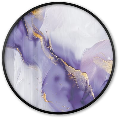 Poster in lijst Rond - Fotolijst 60x60 cm - Posters - Paars - Modern - Marmer - Abstract - Ronde posterlijst zwart - Decoratie - Wanddecoratie woonkamer - Muurdecoratie slaapkamer
