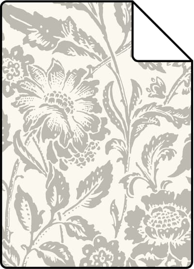Proefstaal ESTAhome behang vintage bloemen grijs en wit - 26.5 x 21 cm - 132112-S
