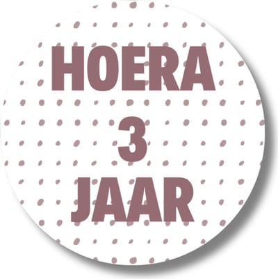 20 x Roze Traktatiestickers Hoera 3 Jaar - Stickervel - Cadeaustickers - Wensetiket - Rond 4 cm - Sluitsticker - 20 stuks - Sticker 3e Verjaardag