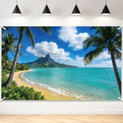 Dailygoods - Polyester fotografie-achtergrond voor fotografie, strand, fotoachtergrond, 180 x 110 cm / 5,9 x 3,14 ft polyester fotografie-achtergrond voor verjaardag, huwelijksfeest, banner, decoraties