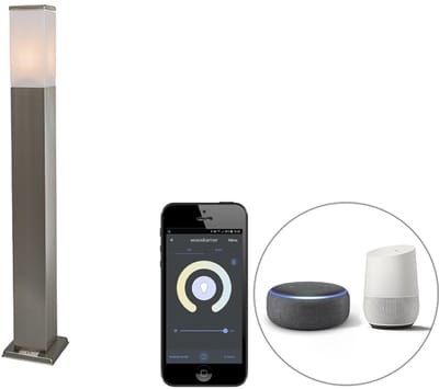 QAZQA malios - Moderne Dimbare LED Smart Staande Buitenlamp | Staande Lamp voor buiten incl. wifi met Dimmer - 1 lichts - H 80 cm - Staal - Buitenverlichting