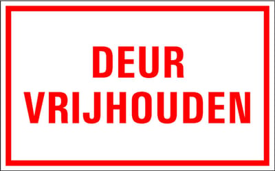 Deur vrijhouden bord - kunststof 400 x 250 mm