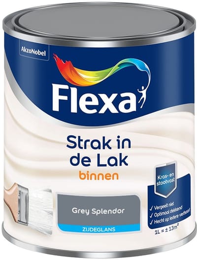 Flexa - Strak In De Lak Binnenlak Zijdeglans - Grey Splendor - Mengverf - 1 L