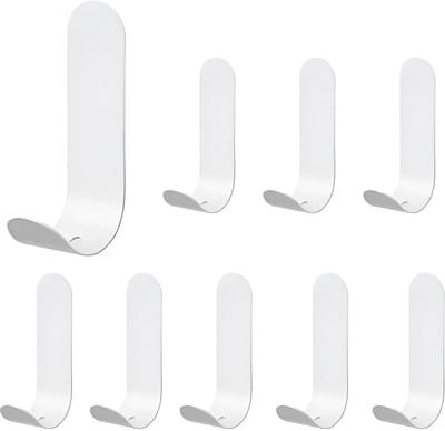 Dailygoods- Zelfklevende Haken 9 Stuks - Roestvrij Staal - Sterke Kleefhaken - Geen Boren Vereist - Ideaal voor Wand/Badkamer/Keuken - 6 cm x 2,5 cm - Wandhaak