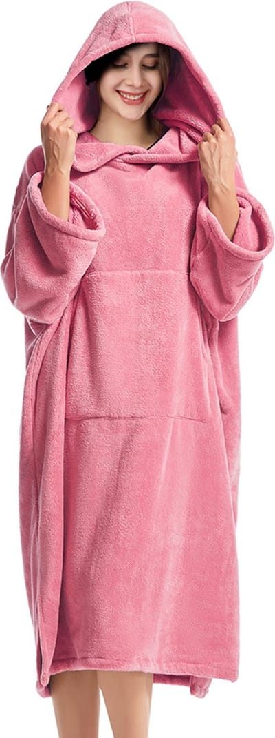Nivard Omkleed Handdoek - Surf Poncho - Volwassenen - Dames & Heren - Zacht - Roze