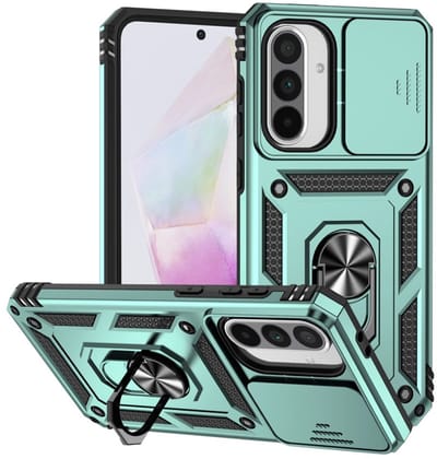 Coverup Hoesje - Geschikt voor Samsung Galaxy A36 / A56 Hoesje - Coverup Armor Ring Kickstand Back Cover met Camera Shield - Mintgroen