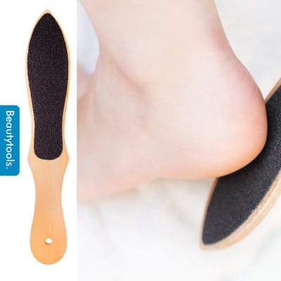 BeautyTools Pedicure Eeltverwijderaar - Houten Voetvijl / Voetrasp Voor Callus / Eelt en Harde Huid - Zwart - Dubbelzijdige (Grove en fijne kant) (28 cm) - (NF-2243)