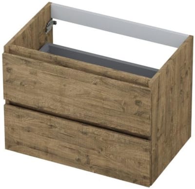 INK - Onderkast 2 Laden Greeploos met Houten Keerlijst - 700x450x520 Mm - Naturel Eiken