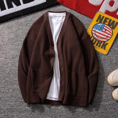 Nieuwe Herfst V-hals Effen Kleur Gebreide Cardigan Koreaanse Versie Gebreide Top Slimme Trui Jas Mannen Cardigan 3XL black