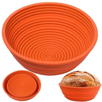 Rijs Broodmand - Bakvorm Bakje - Brood Bakken - Opvouwbaar Siliconen - 27 cm - Oranje