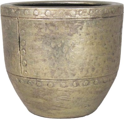 Floran Bloempot - industrieel - goud - keramiek met coating - D16 en H14 cm - Romeinse stijl - plantenpotten
