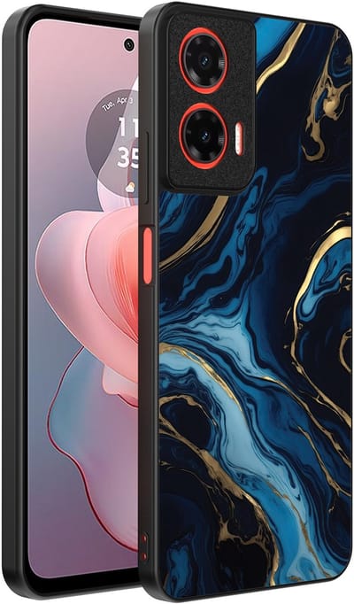 Smartphonica Telefoonhoesje Geschikt voor Motorola Moto G Power 2024 met marmer opdruk - TPU backcover case gold blue marble design - Goud Blauw geschikt voor Motorola Moto G Power 2024
