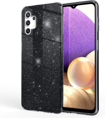 Backcover Hoesje Geschikt voor: Samsung Galaxy A32 5G Glitters Siliconen TPU Case zwart - BlingBling Cover