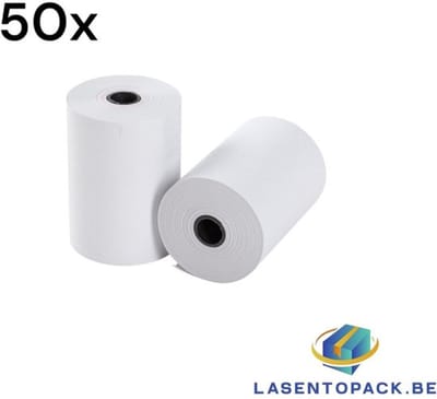 50 x Pinrollen - 57 x 30 x 8 mm, BPA-vrij, Kassarollen voor mobiele betaalterminal - Bancontact rollen, Thermische rollen