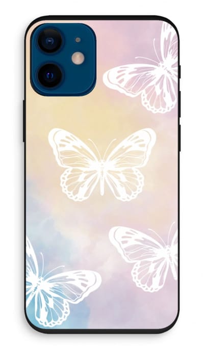 Case Company® - Hoesje geschikt voor iPhone 12 mini hoesje - White butterfly - Biologisch Afbreekbaar Telefoonhoesje - Bescherming alle Kanten en Schermrand