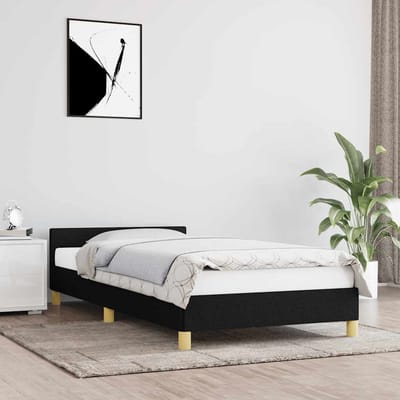 vidaXL - Bedframe - met - hoofdeinde - zonder - matras - 90x190 - cm - stof - zwart