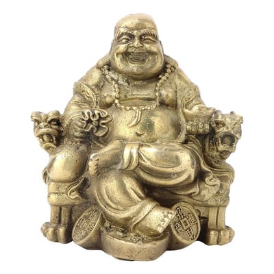 JHUBERS- Boeddha Standbeeld 7,5 cm - Maitreya Beeld - Feng Shui Decoratie - Messing Ornament - Geluk en Rijkdom - Duurzaam Materiaal - Decoratiebeeld