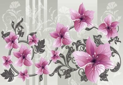 Fotobehang Flower Floral Pattern | XL - 208cm x 146cm | 130g/m2 Vlies