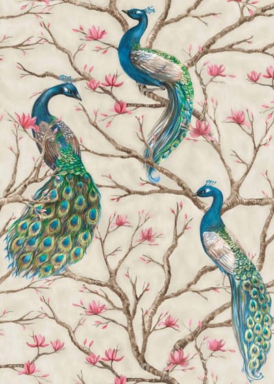 Fotobehang BirdBeige DD114647 A.S. Création Absolutely Chic Beige Creme Blauw Vlies 280 x 200 cm (2 Teile) Fotobehang online webshop