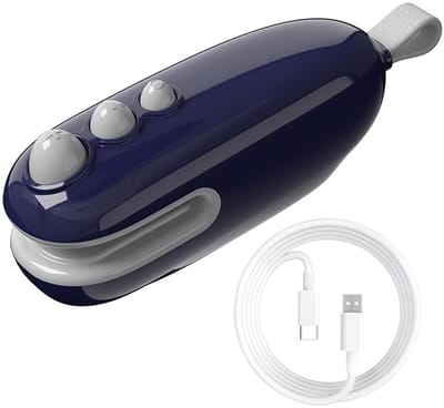 Ynkkvre -Mini-zaksealer - Heatsealer met snijder - Oplaadbaar - Zaksealer - Draagbare magnetische heatsealer - Draagbare zaksealer - Om voedsel vers en snacks knapperig te houden - Marineblauw