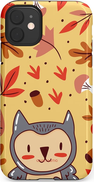 Casetastic hoesje geschikt voor Apple iPhone 11 - Dubbellaagse bescherming - Uil in het woud - Fashion Case - Goud Terracotta Zand Rood
