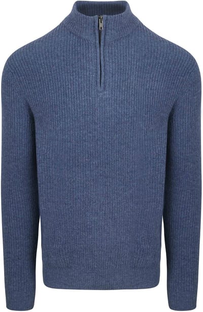 Steppin' Out Half Zip Trui Lamswol Mid Blauw - Maat XXL - Heren - Quarter zip